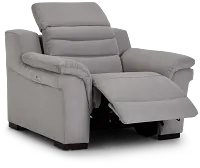 Sentinel Light Gray Micro Power Recliner With Power Headrest