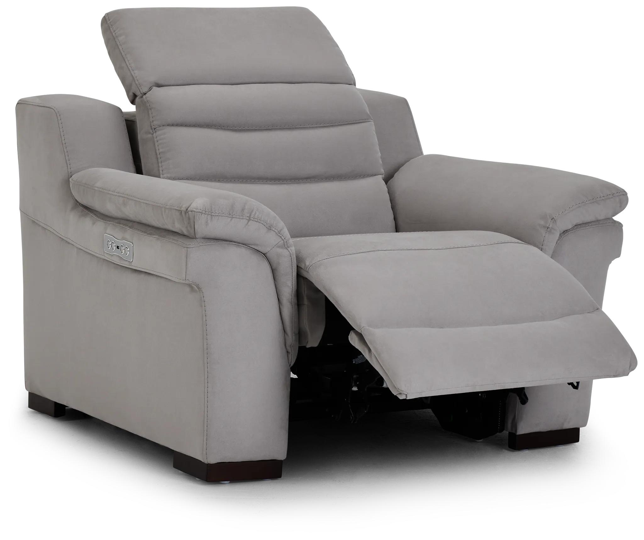 Sentinel Light Gray Micro Power Recliner With Power Headrest
