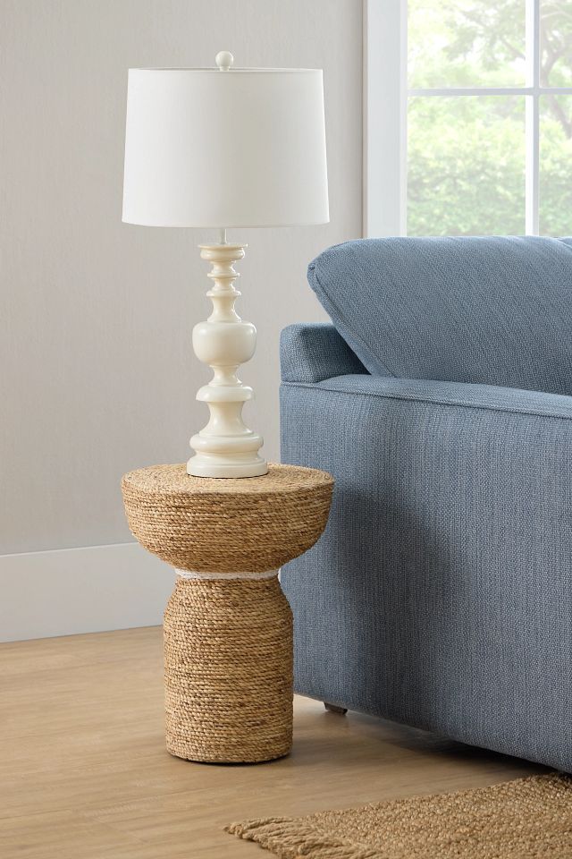 Harley Light Tone Woven Pedestal Table