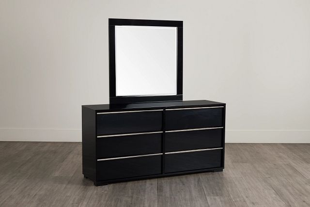 black dresser with mirror