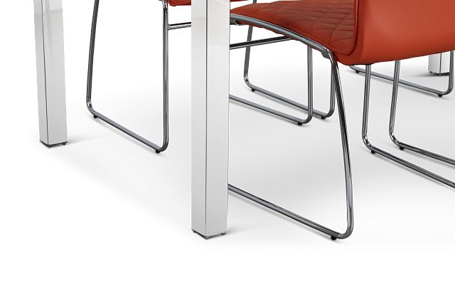 Skyline Orange Rect Table & 4 Metal Chairs (7)