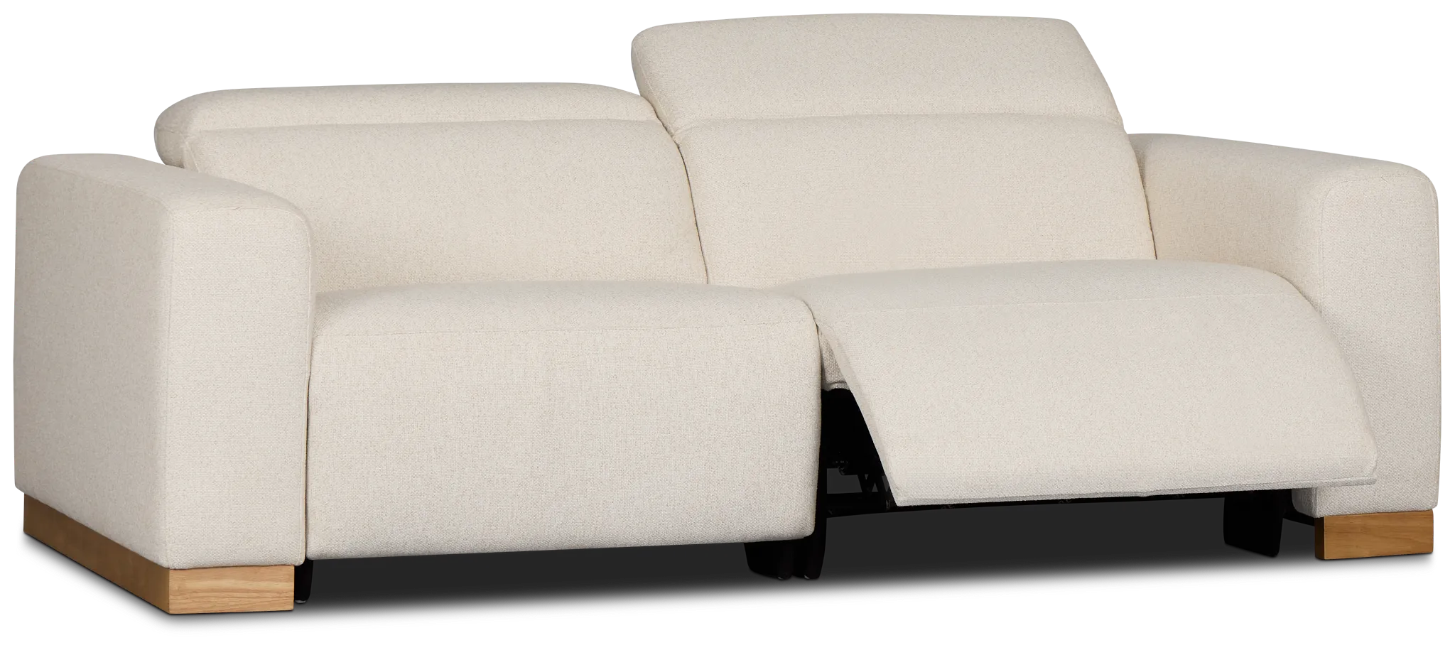 Leona Light Beige Fabric 2-piece Modular Power Loveseat