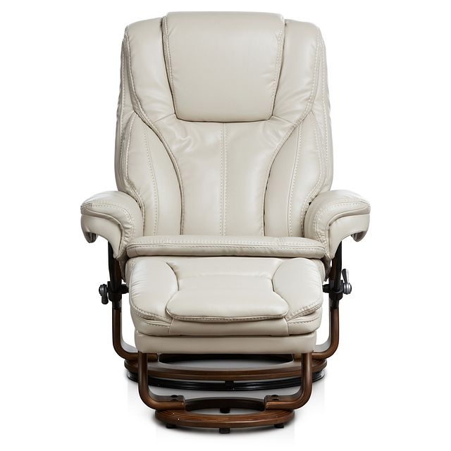 Perkins Taupe Micro Recliner & Ottoman (1)