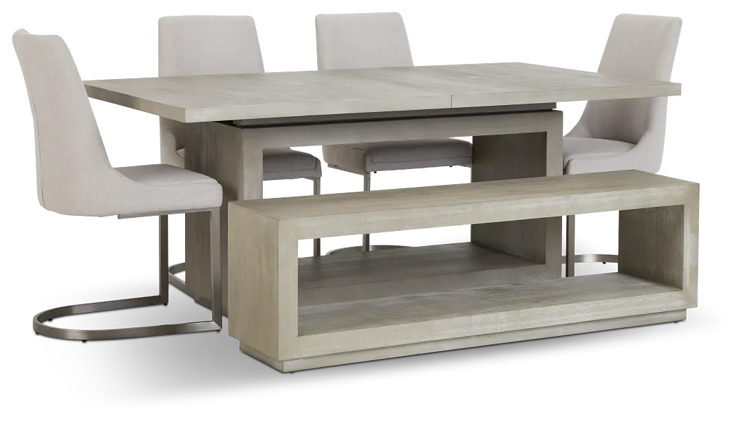 Madden Light Tone Rect Table, 4 Chairs & Bench