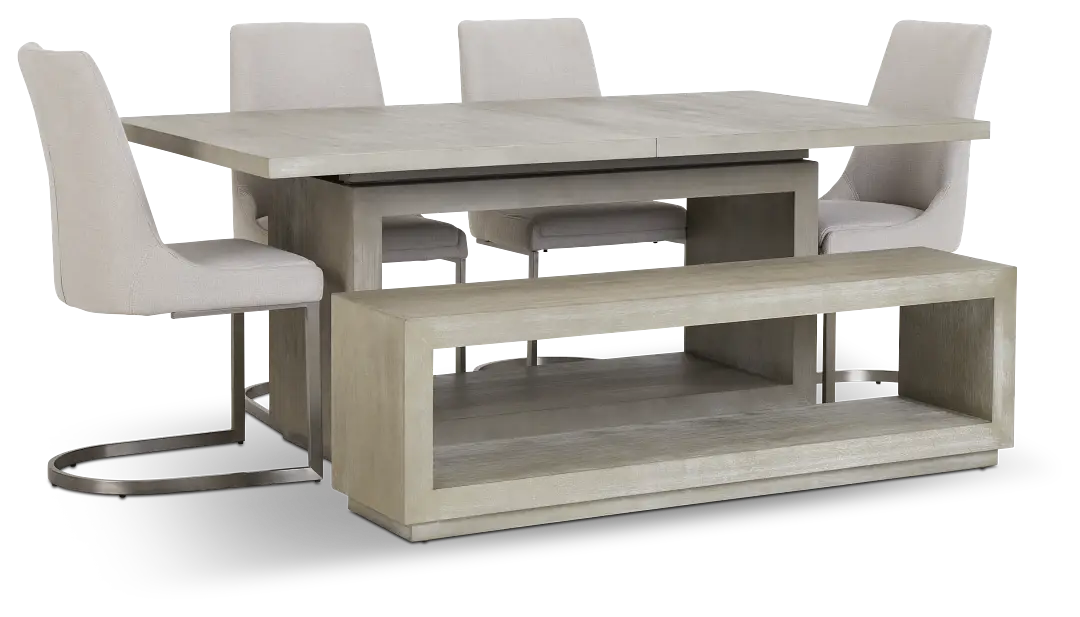 Madden Light Tone Rect Table, 4 Chairs & Bench Madden Light Tone Rect Table, 4 Chairs & Bench