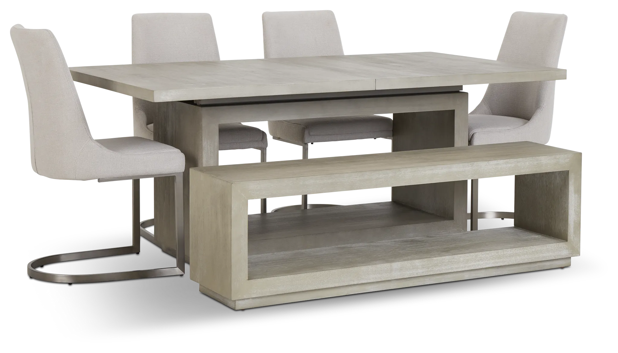 Madden Light Tone Rect Table, 4 Chairs & Bench