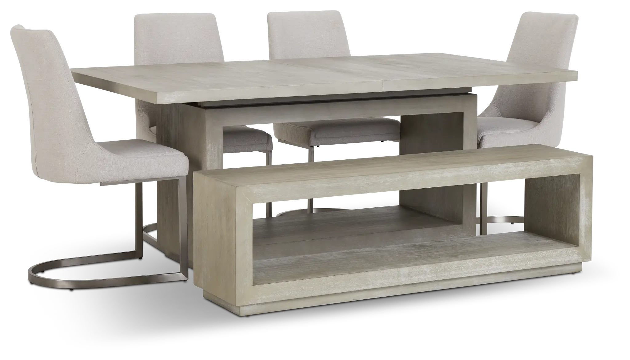 Madden Light Tone Rect Table, 4 Chairs & Bench Madden Light Tone Rect Table, 4 Chairs & Bench