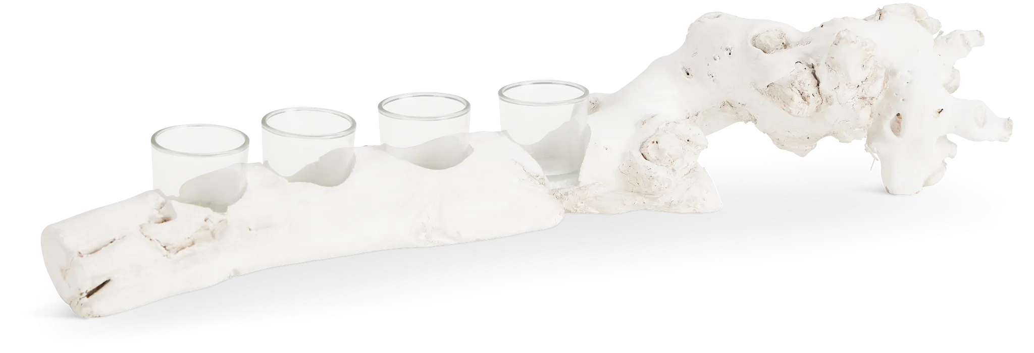 Tygra White Wood Candle Holder