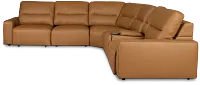 Rudy Brown Lthr/vinyl Medium Dual Power 2 Arm Extension Chaise Sectional