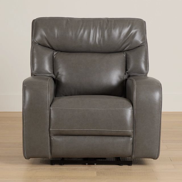 Jasper Gray Leather Power Recliner