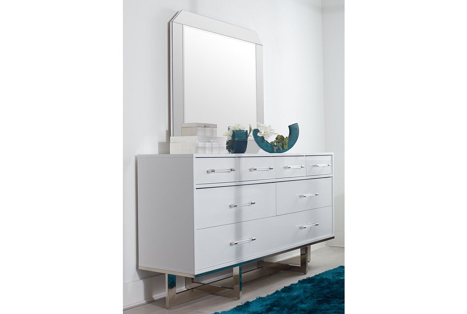 Cortina White Dresser & Mirror