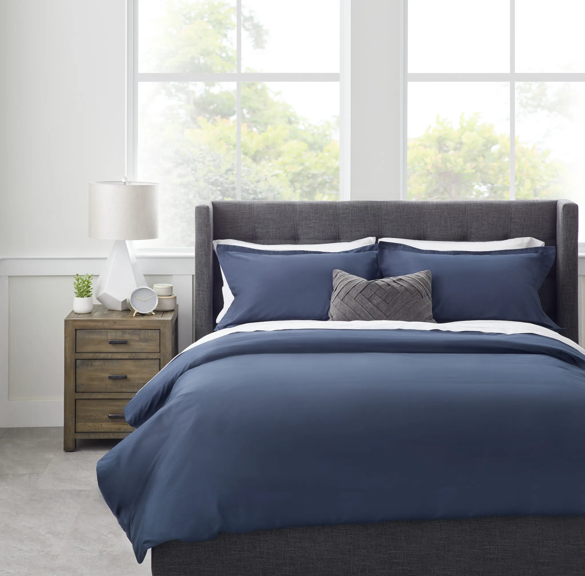 Rest & Renew Cotton Sateen Dark Blue 300 Thread Duvet Set