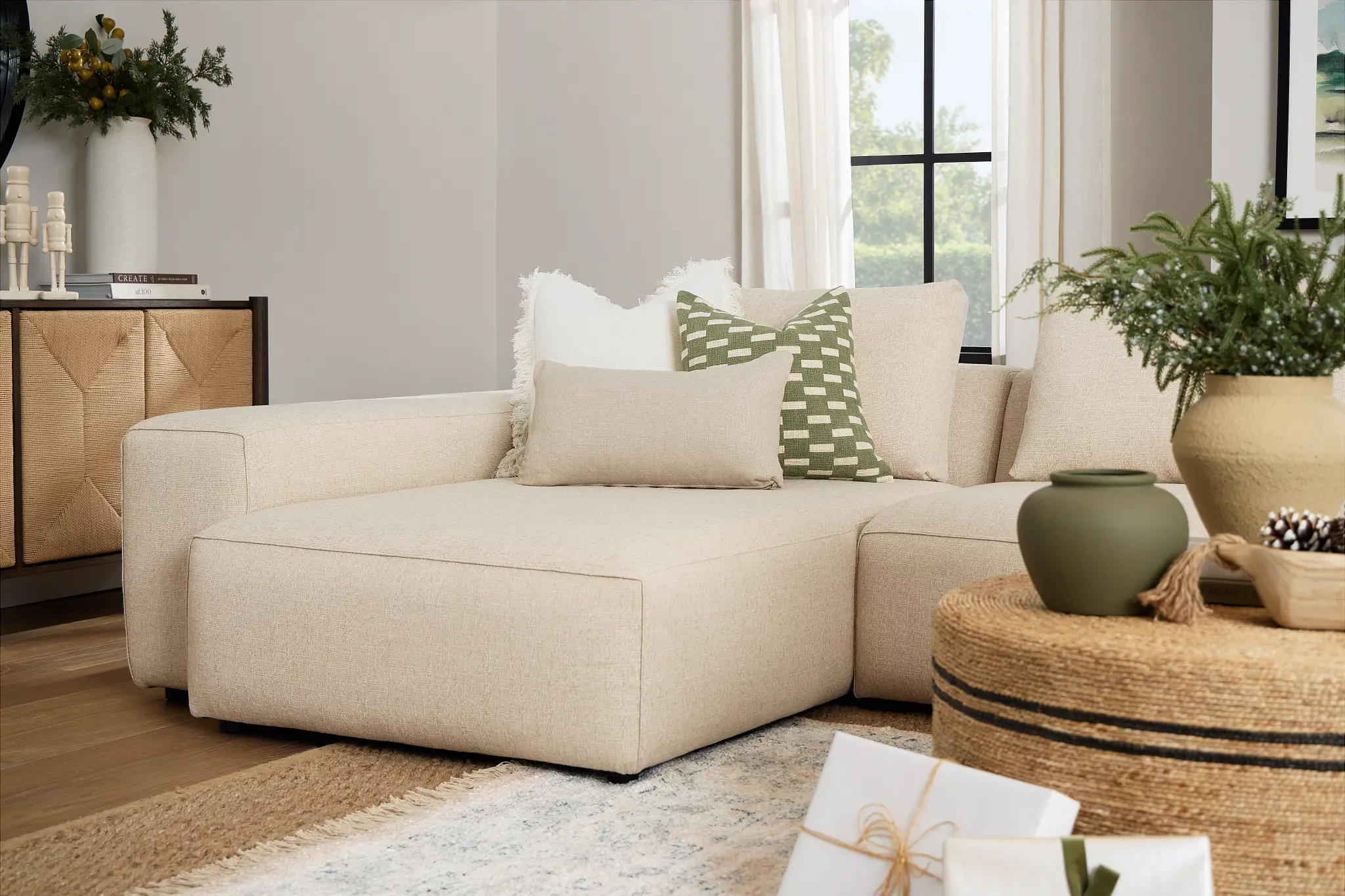 Cleo Beige Fabric Double Chaise Sectional Cleo Beige Fabric Double Chaise Sectional