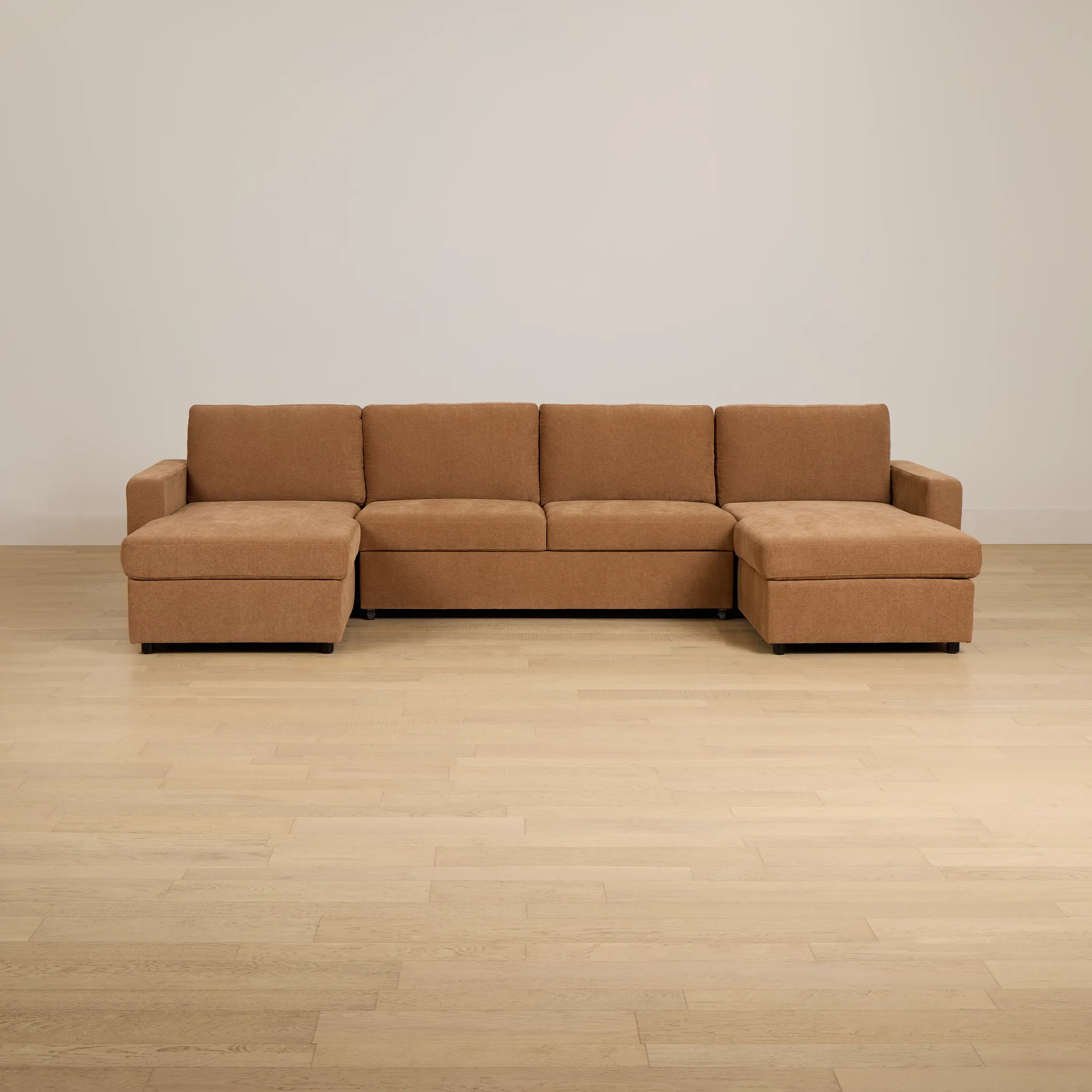 Addie Brown Fabric Double Chaise Sleeper Storage Sectional