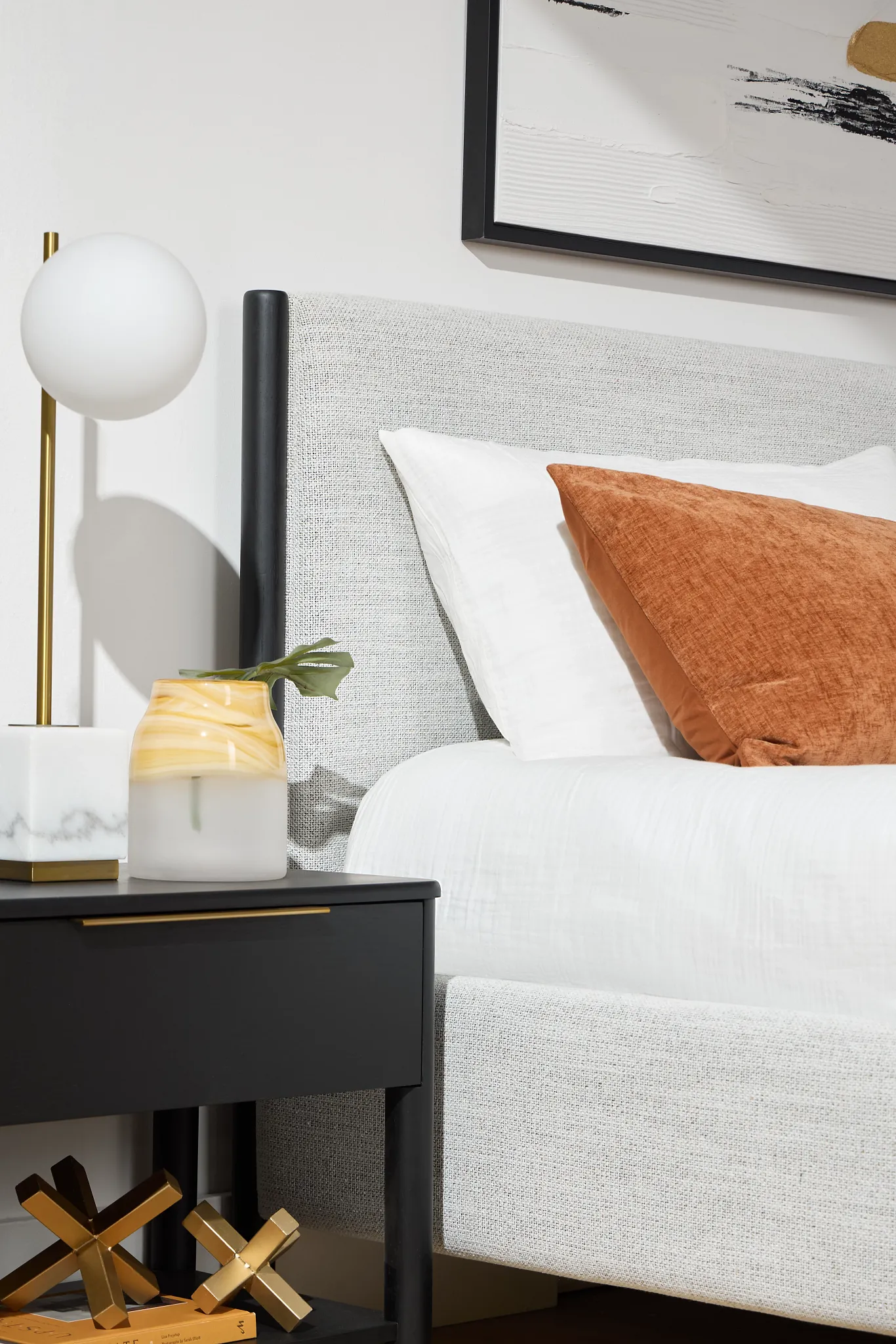 Stockton Black Uph Panel Bed