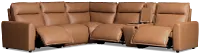 Edison Medium Brown Leather/Vinyl Medium Triple Power 2-arm Sectional