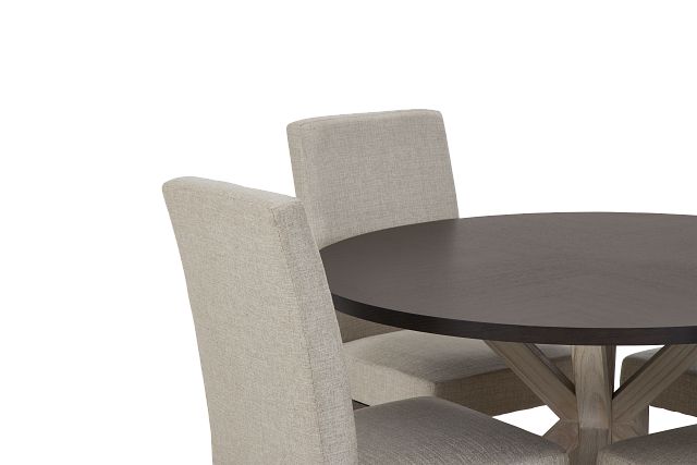 Jefferson Two-tone Round Table & 4 Upholstered Chairs (6)