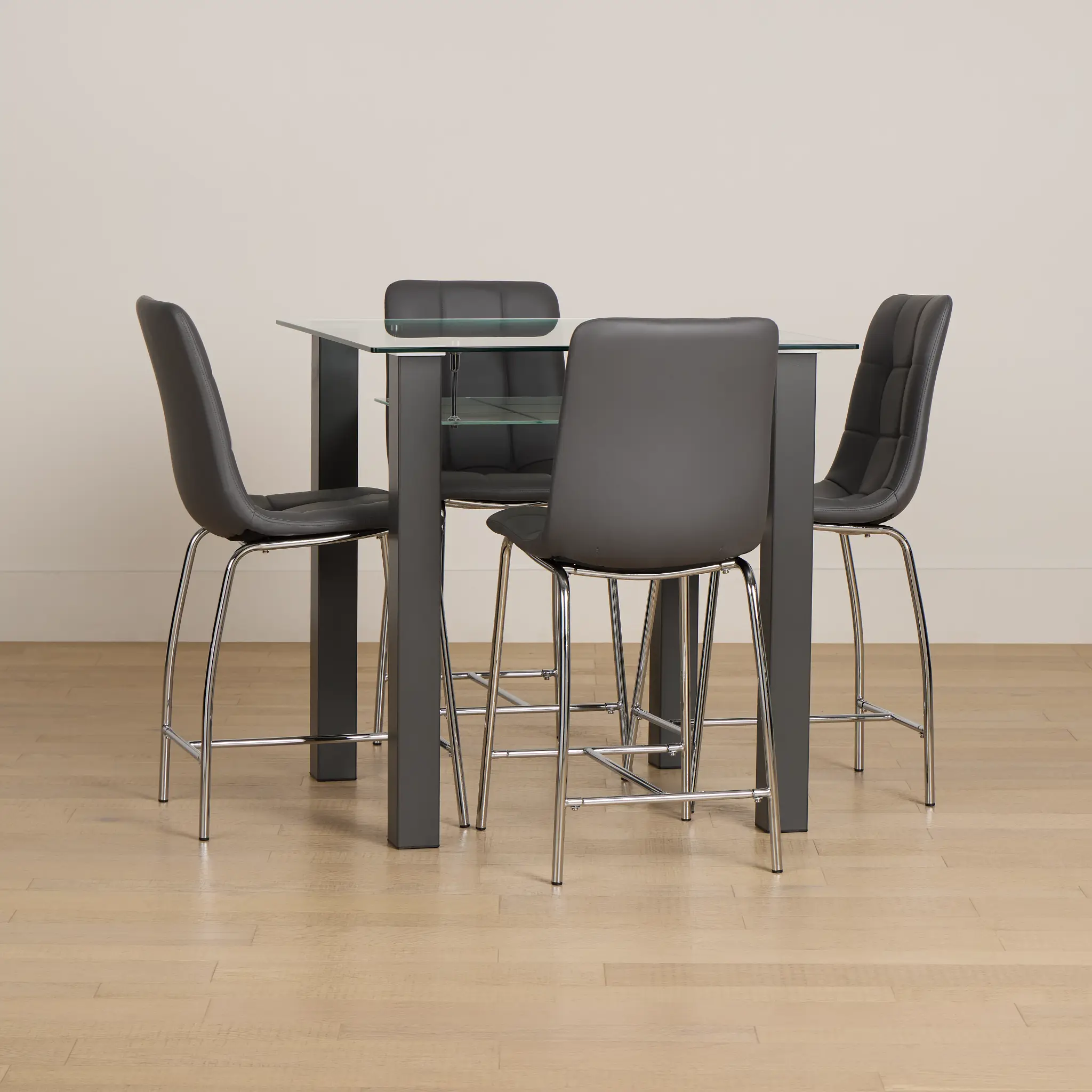 Vienna Dark Gray Square High Table & 4 Barstools Vienna Dark Gray Square High Table & 4 Barstools