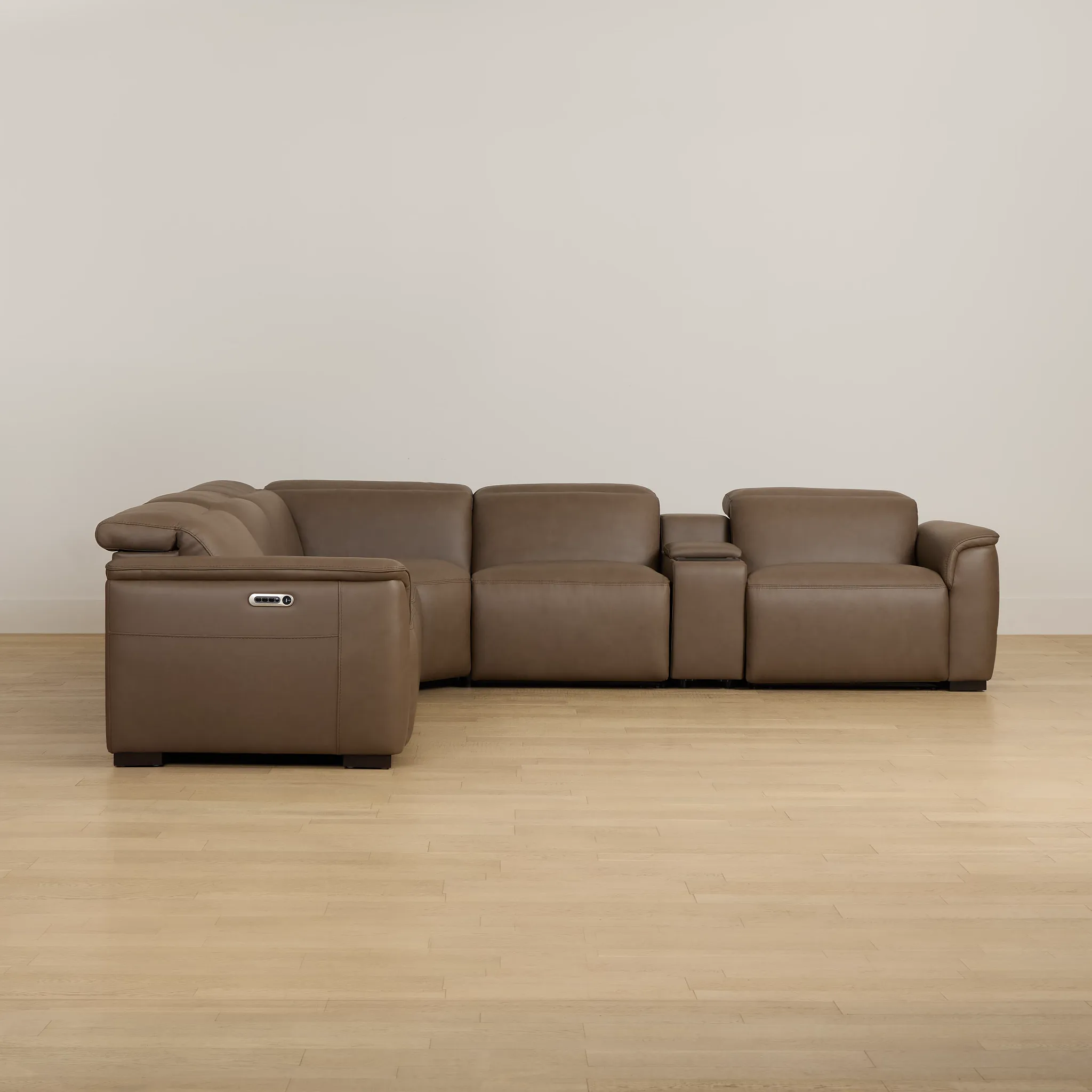 Flexsteel Brodie Dark Brown Lthr/vinyl Medium Triple Power 2-arm Sectional