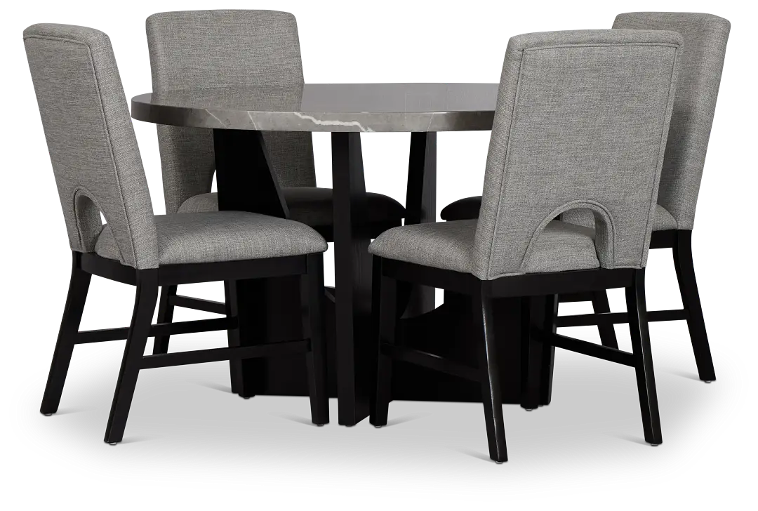 Oxford Two-tone Round Table & 4 Upholstered Chairs Oxford Two-tone Round Table & 4 Upholstered Chairs