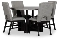 Oxford Two-tone Round Table & 4 Upholstered Chairs