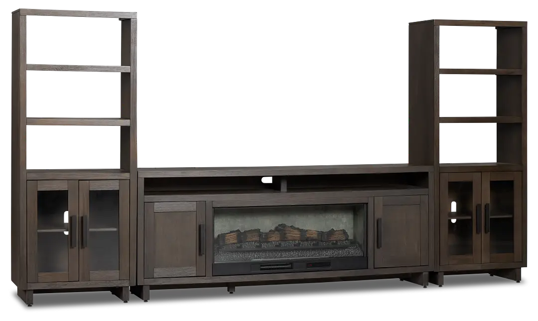 Richmond Gray 80" Door Pier Entertainment Wall With Fireplace Richmond Gray 80" Door Pier Entertainment Wall With Fireplace