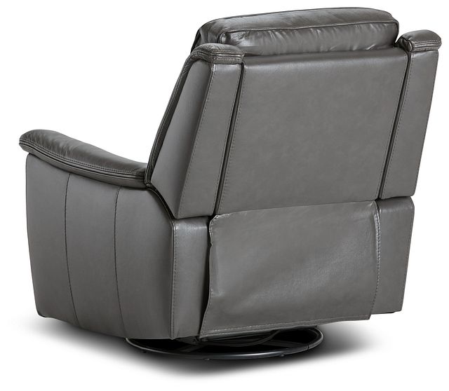 Aiden Dark Gray Leather Swivel Glider Recliner