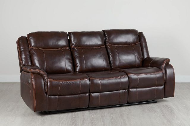 Lowe Dark Brown Micro Power Reclining Sofa (3)