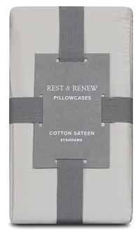 Rest & Renew Cotton Sateen Gray 300 Thread Set Of 2 Pillowcases
