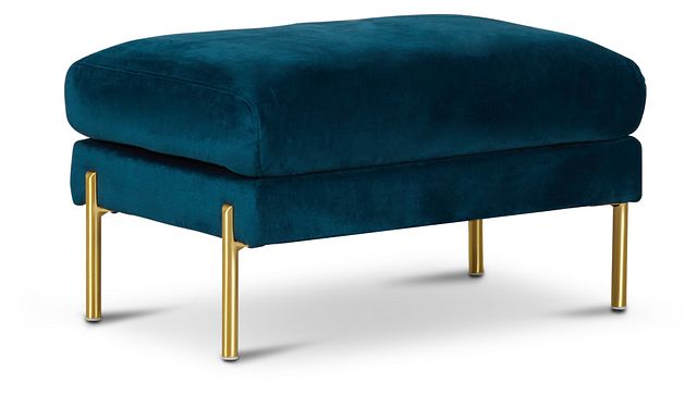 Bella Dark Blue Velvet Ottoman