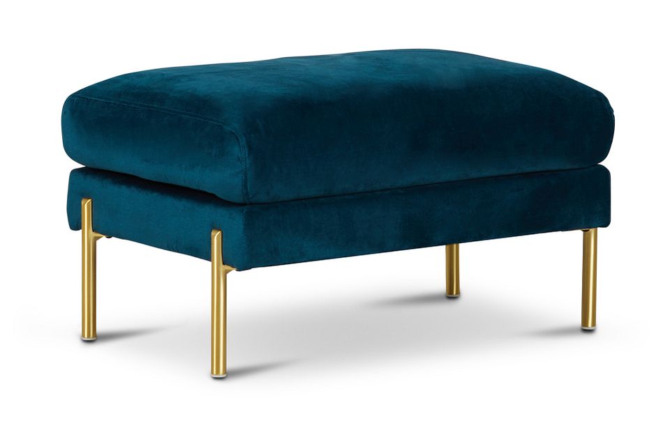 Dark Blue Velvet Ottoman
