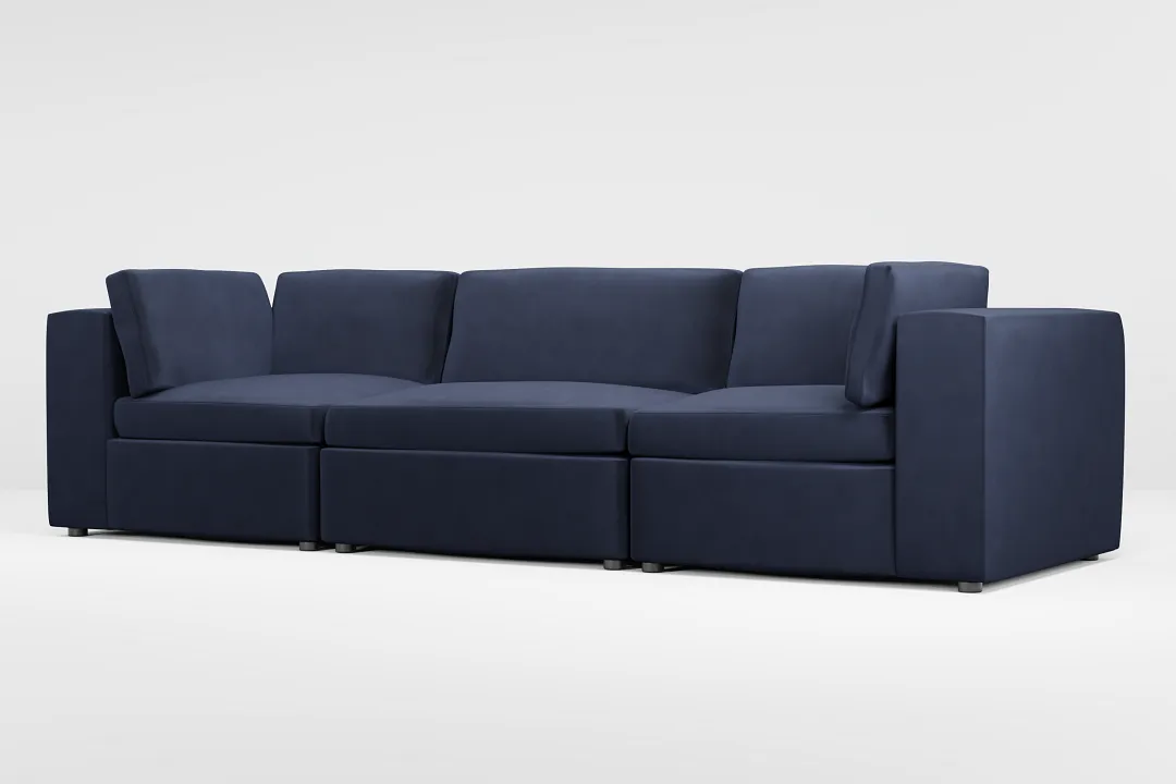 Destin Joya Dark Blue Velvet 3-piece Modular Sofa