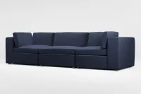 Destin Joya Dark Blue Velvet 3-piece Modular Sofa
