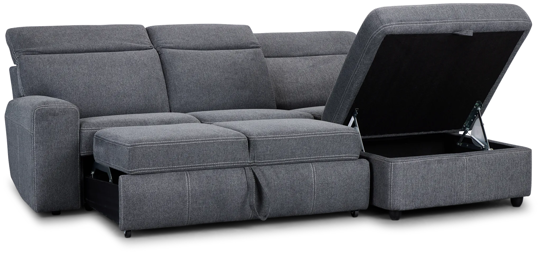 Callum Dark Gray Fabric Small Right Power Chaise Sleeper Sectional