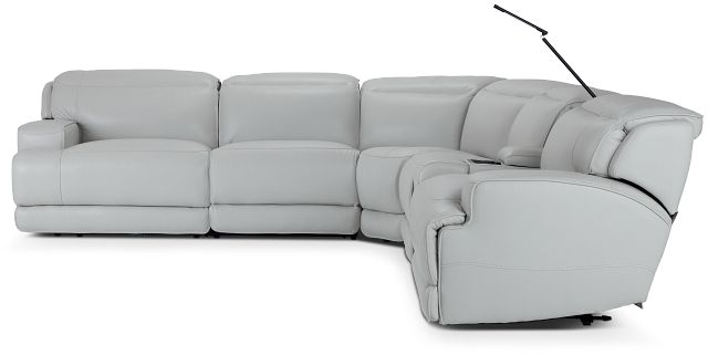 Reign Gray Lthr/vinyl Medium Dual Power 2-arm Reclining Sectional