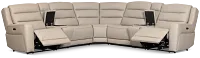Wilder Taupe Leather Large Dual Power Reclining Two-arm Sectional