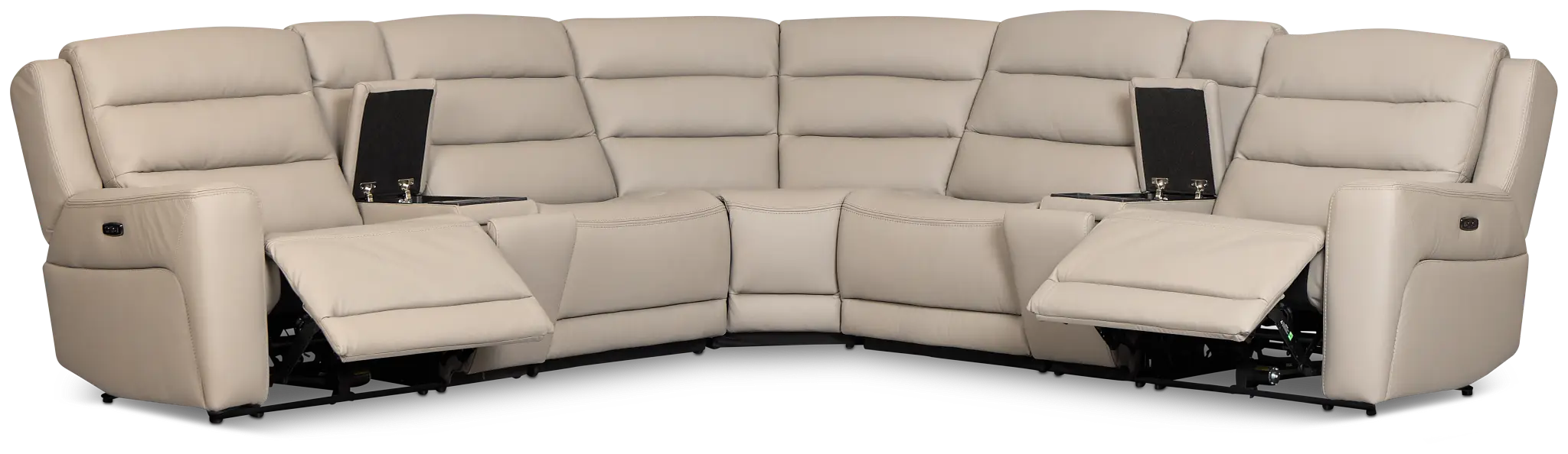 Wilder Taupe Leather Large Dual Power Reclining Two-arm Sectional Wilder Taupe Leather Large Dual Power Reclining Two-arm Sectional