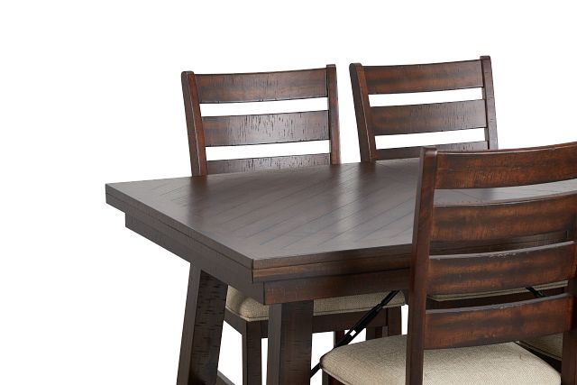 Jax Dark Tone Rect Table & 4 Wood Chairs