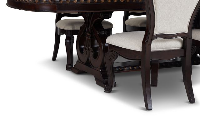 Vigo Dark Tone Rect Table & 4 Upholstered Chairs