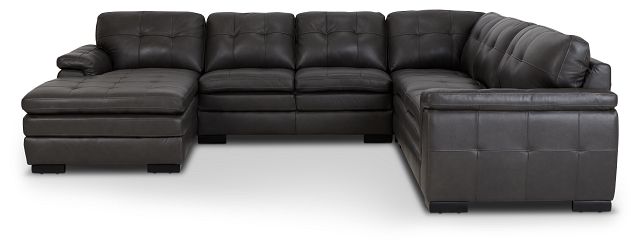 Braden Dark Gray Leather Medium Left Chaise Sectional