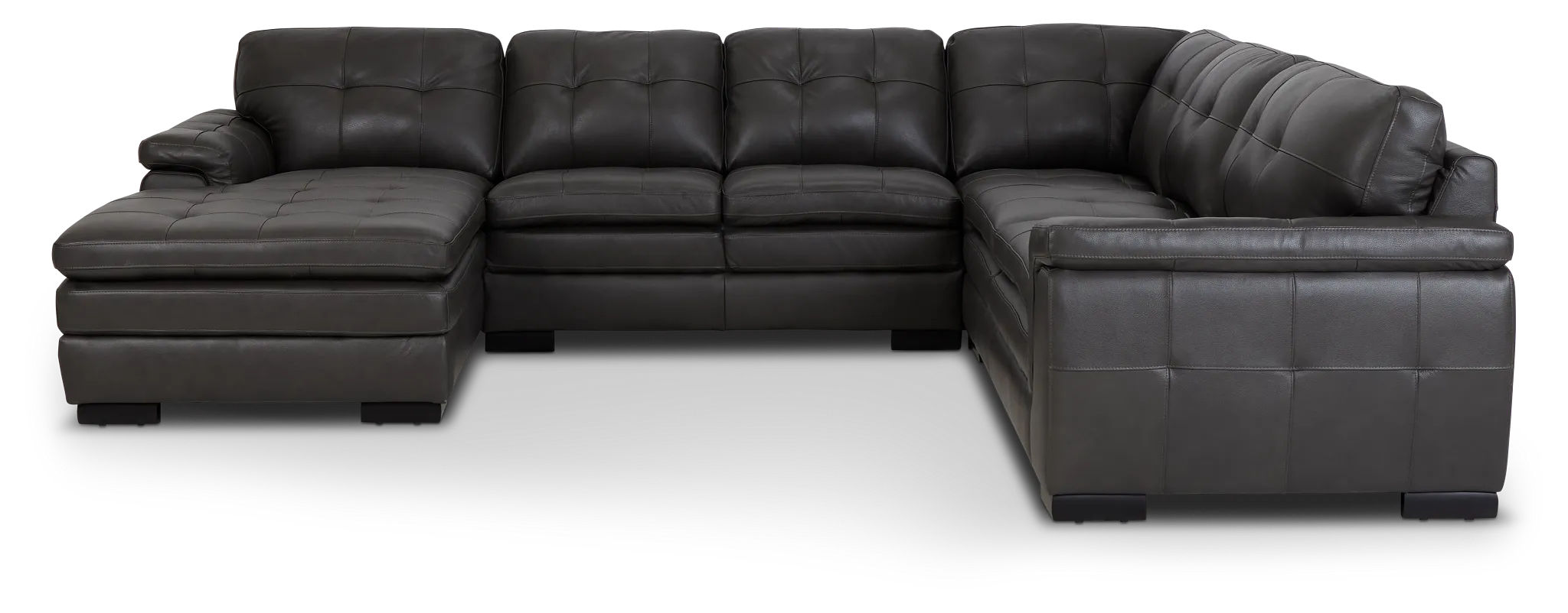 Braden Dark Gray Leather Medium Left Chaise Sectional