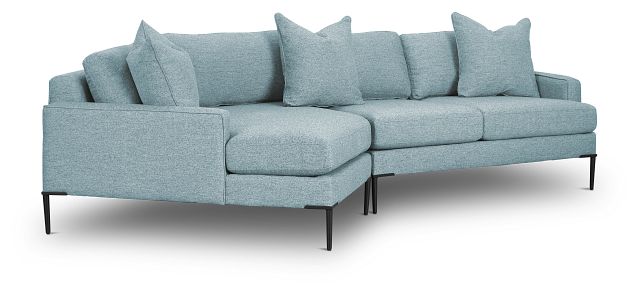 Morgan Teal Fabric Left-arm Cuddler Sectional With Metal Legs (1)