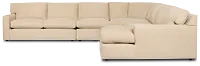 Hudson Beige Fabric Large Right Chaise Wedge Sectional