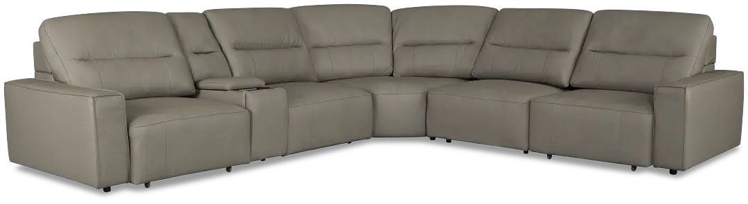 Rudy Gray Lthr/vinyl Medium Dual Power 2 Arm Extension Chaise Sectional Rudy Gray Lthr/vinyl Medium Dual Power 2 Arm Extension Chaise Sectional