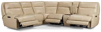 Casey Light Beige Lthr/vinyl Medium Triple Power 2-arm Sectional