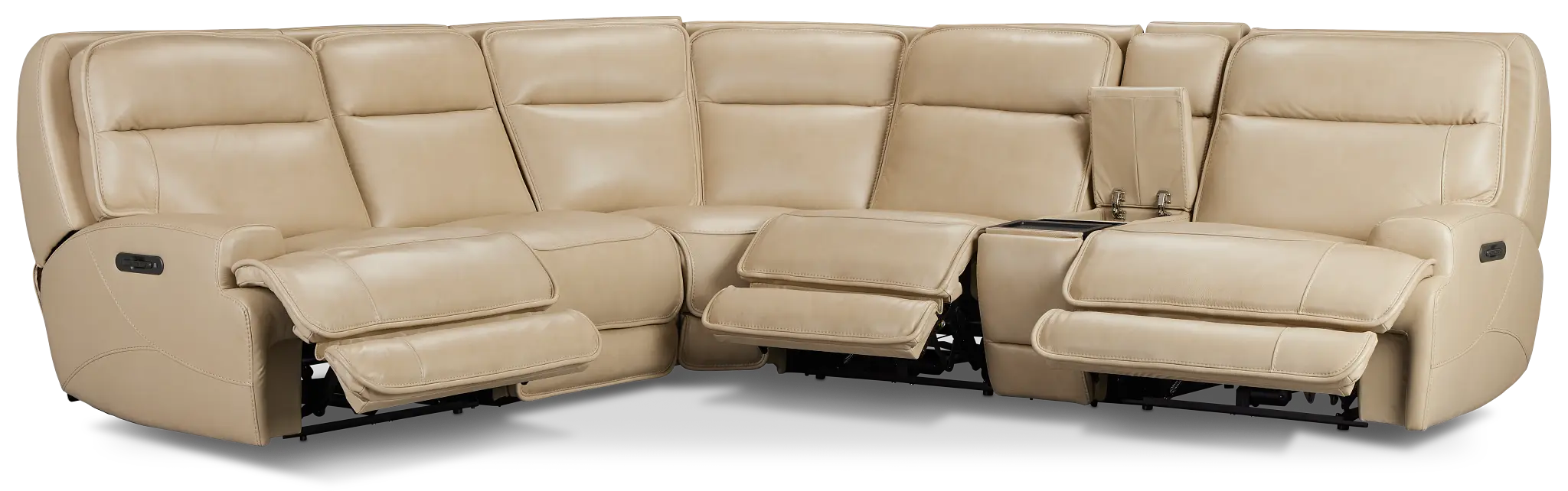 Casey Light Beige Lthr/vinyl Medium Triple Power 2-arm Sectional Casey Light Beige Lthr/vinyl Medium Triple Power 2-arm Sectional