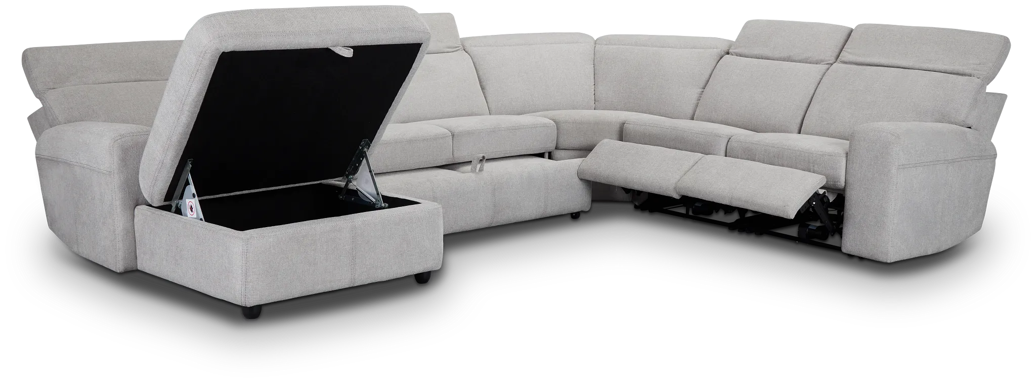 Callum Light Gray Storage Small Left Dual Power Chaise Sleeper Sectional