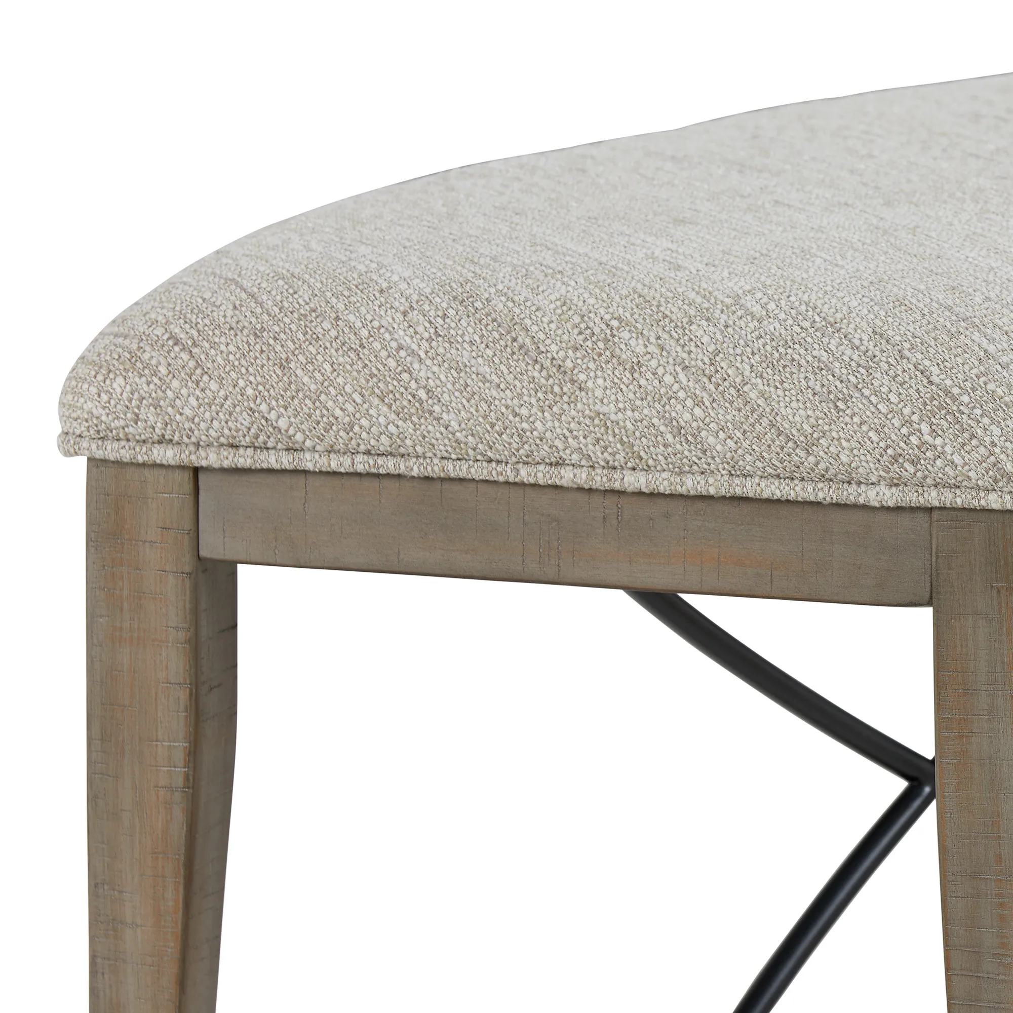 Heron Cove Light Tone Curved Upholstered Dining Bench