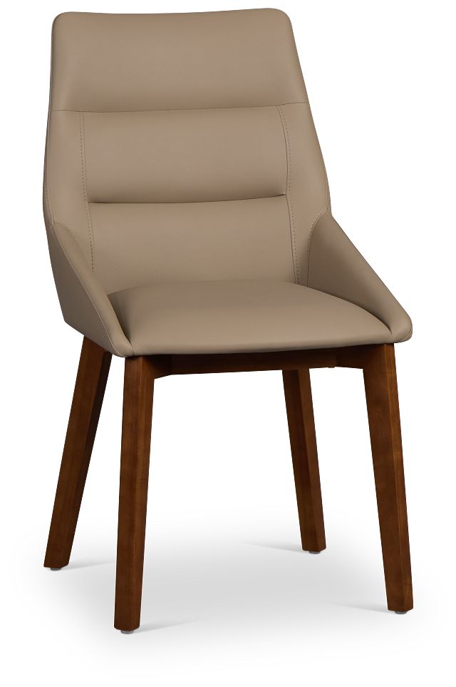Fresno Taupe Upholstered Side Chair With Mid Tone Legs