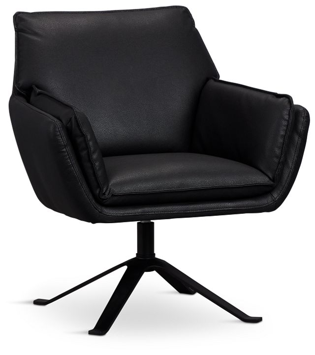 Farley Black Micro Swivel Accent Chair